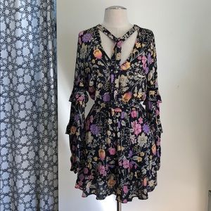 SPELL Sayulita Mini low front tie floral dress MED